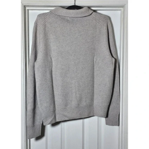 Made For Italic Shane Cashmere Quarter Zip Pullover Mens Size Medium Ribbed Gray